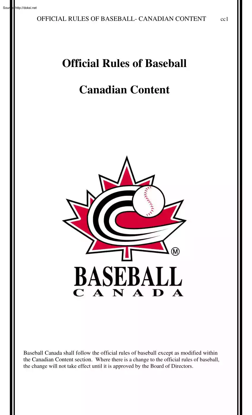 Official Rules of Baseball, Canadian Content