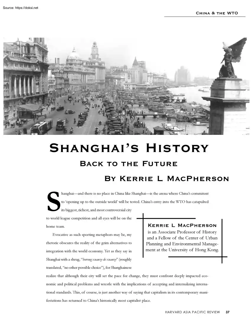 Kerrie L MacPherson - Shanghais History, Back to the Future