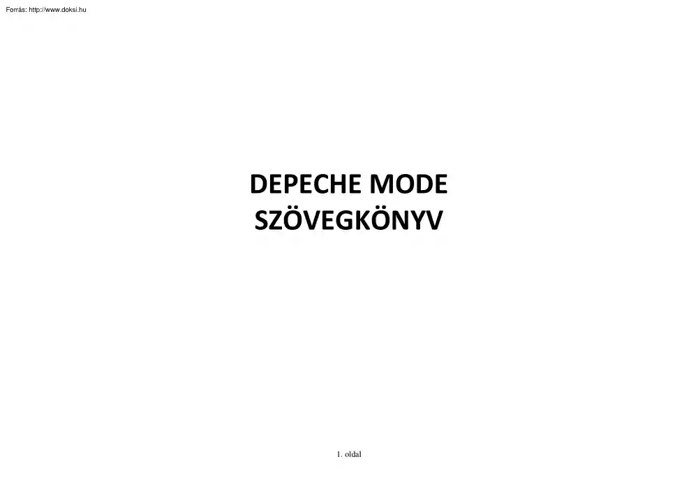 Depeche Mode szövegkönyv