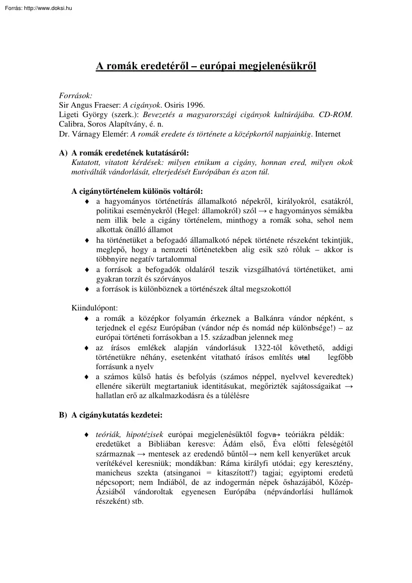 Farkas Mária - A romák eredetéről - európai megjelenésükről