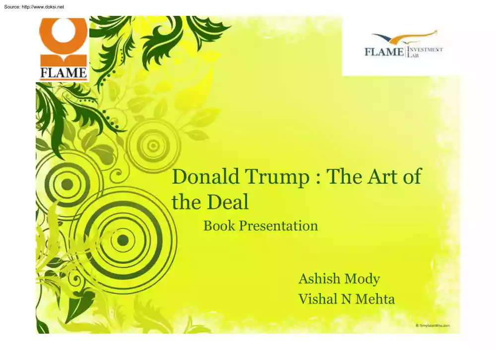 Mody-Mehta - Donald Trump, The Art of the Deal, Book Presentation