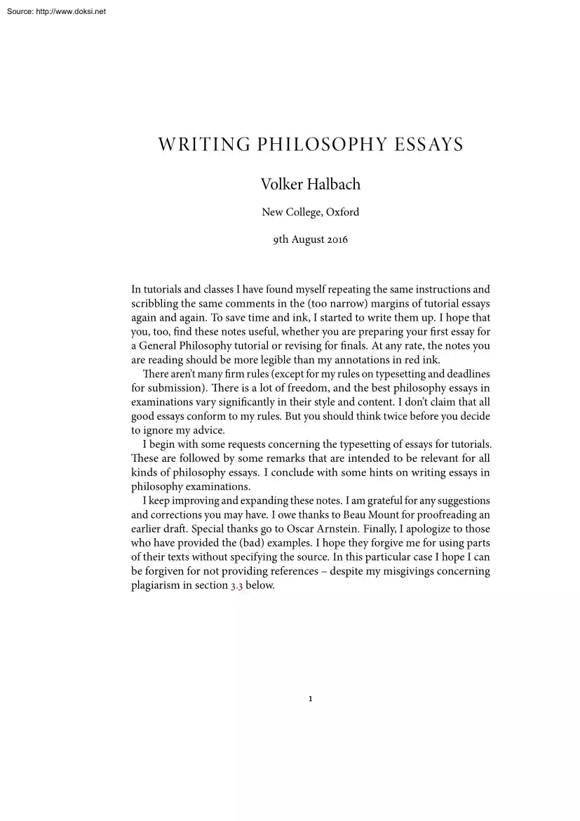 Volker Halbach - Writing philosophy essays
