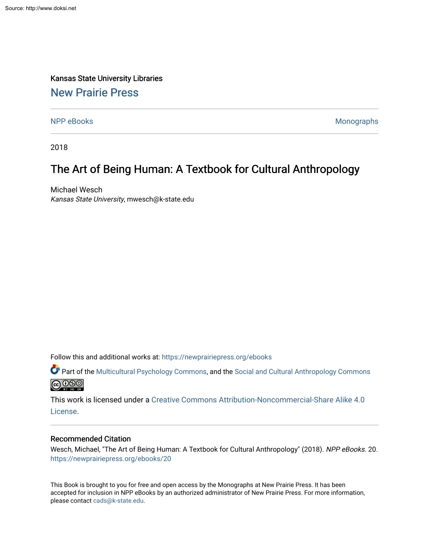 Michael Wesch - The Art of Being Human, A Textbook for Cultural Anthropology