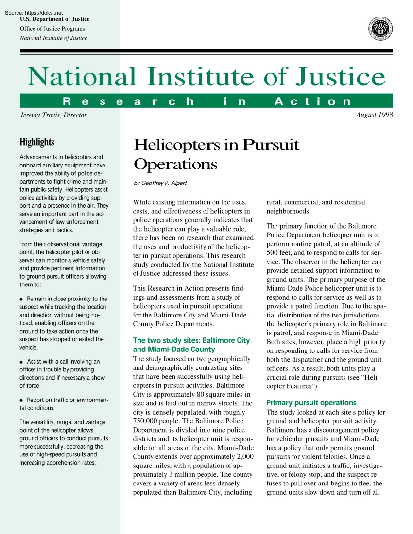 Geoffrey P. Alpert - Helicopters in Pursuit Operations