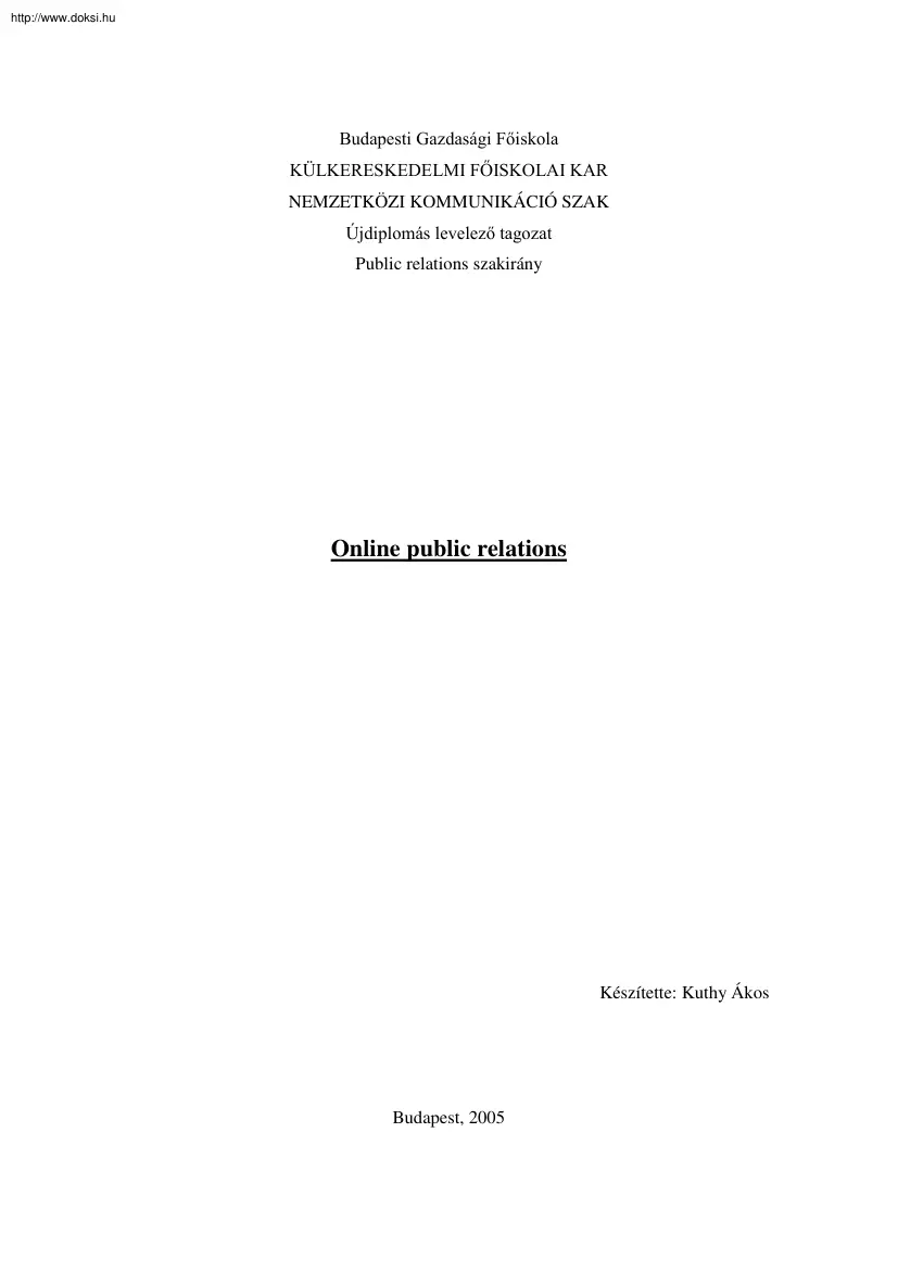 Kuthy Ákos - Online public relations