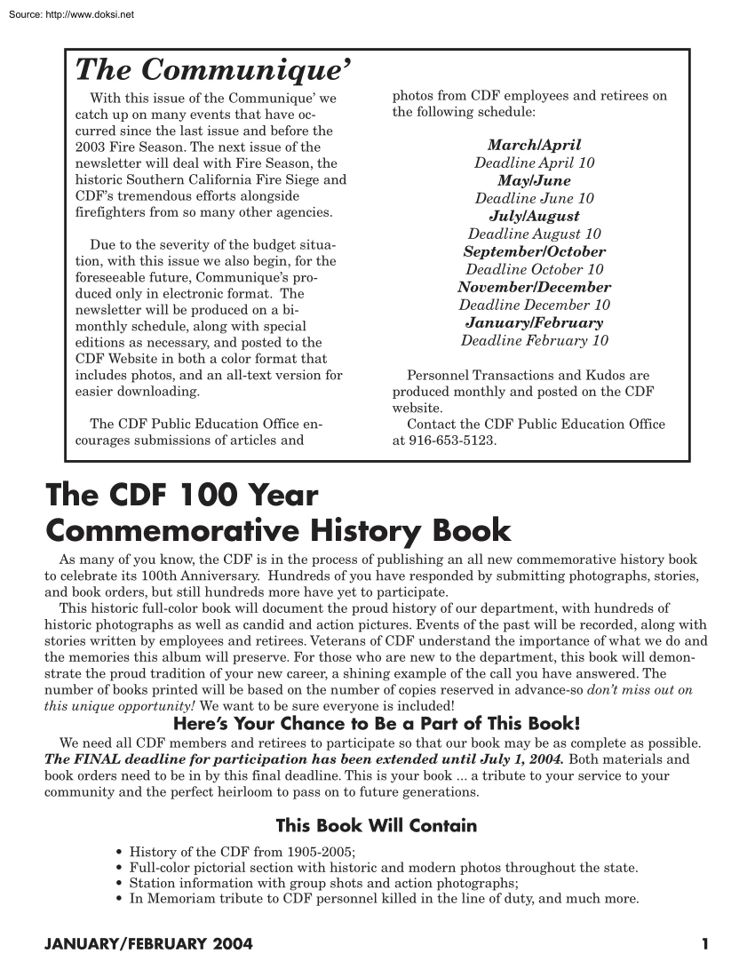 The CDF 100 Year Commemorative History Book