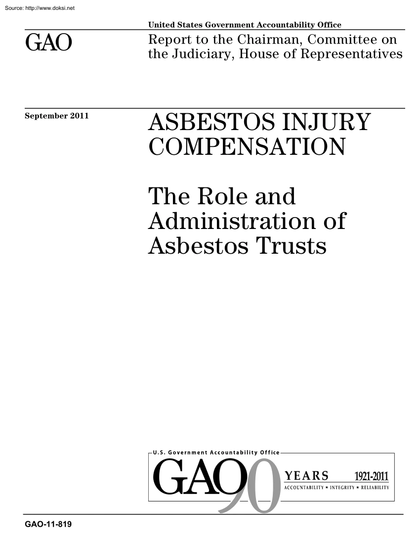 Asbestos Injury Compensation, The Role and Administration of Asbestos Trusts