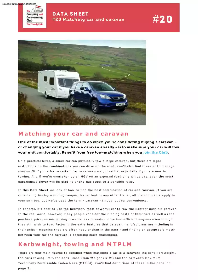 Matching your Car and Caravan