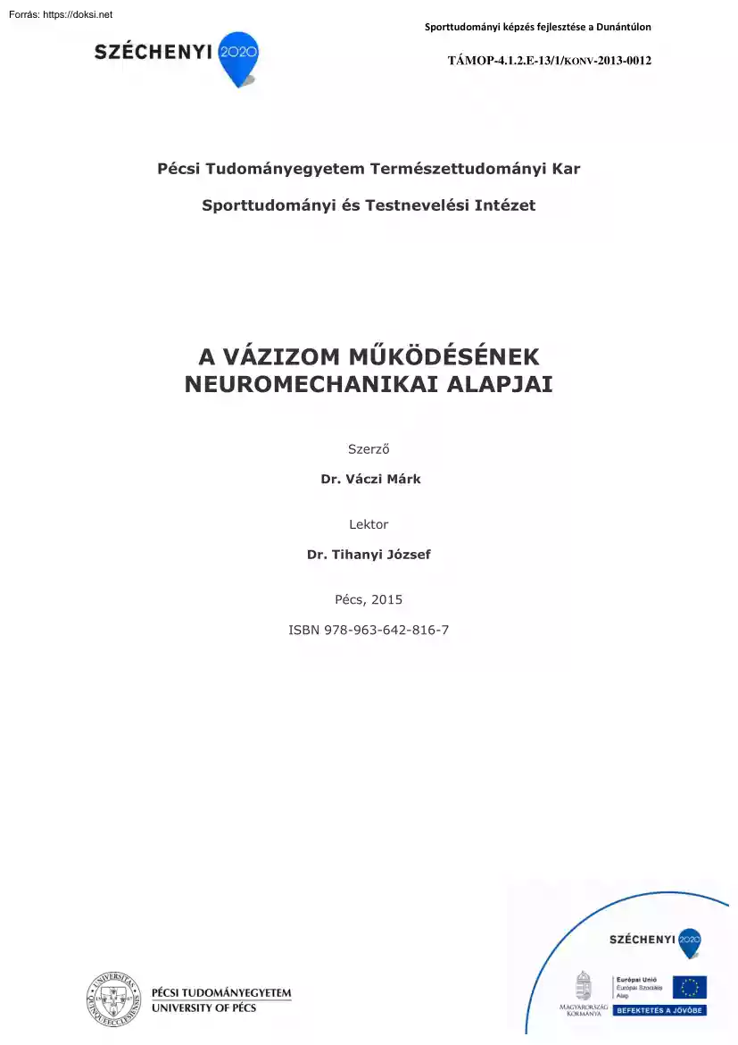 Dr. Váczi Márk - A vázizom működésének neuromechanikai alapjai