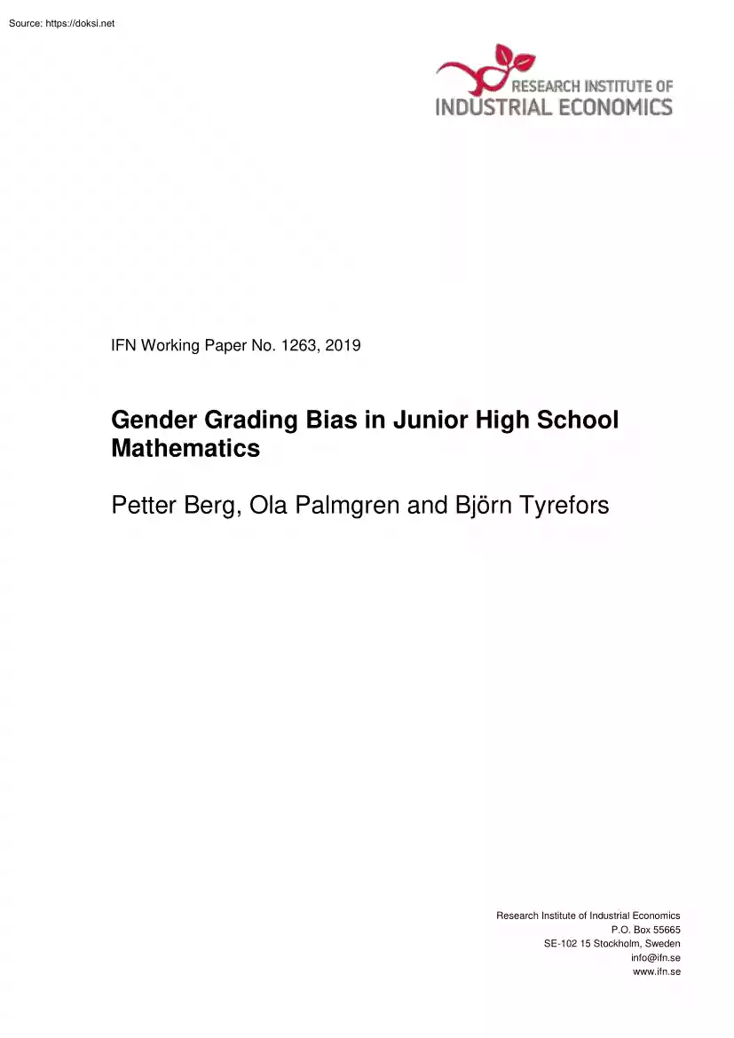 Berg-Palmgren-TyreforsSource - Gender Grading Bias in Junior High School Mathematics