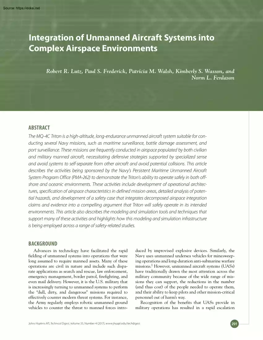 Lutz-Frederick-Walsh - Integration of Unmanned Aircraft Systems into Complex Airspace Environments