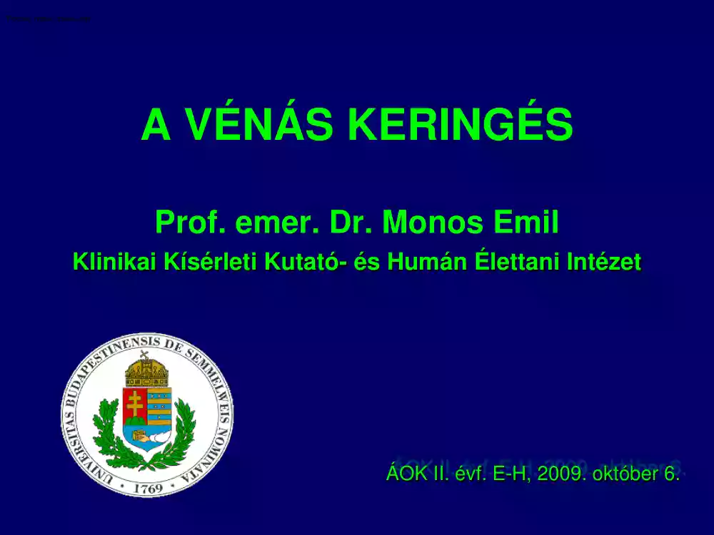 Dr. Monos Emil - A vénás keringés