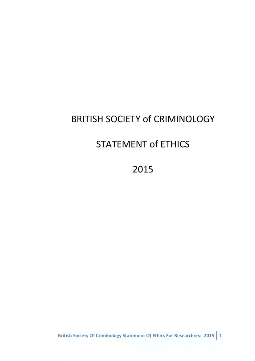 British Society of Criminology, Statement of Ethics