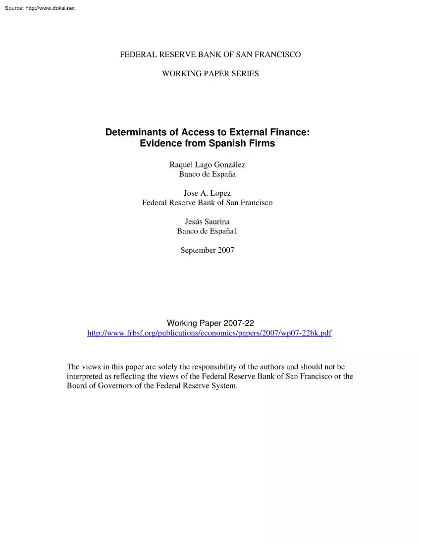 Raquel-Jose-Jesús - Determinants of Access to External Finance, Evidence from Spanish Firms