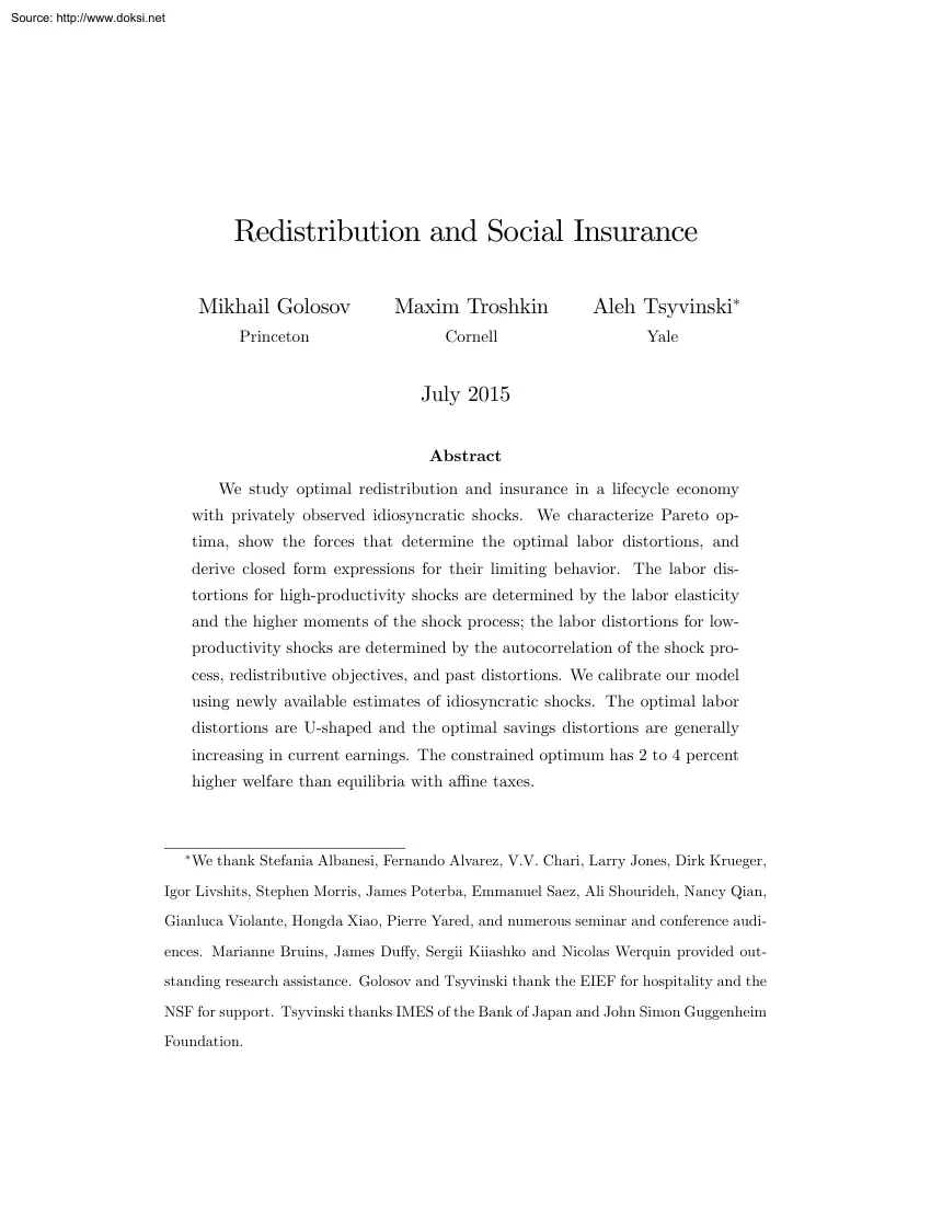 Mikhail-Maxim-Aleh - Redistribution and Social Insurance
