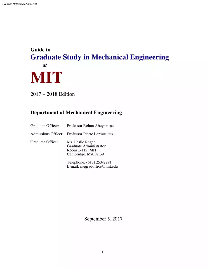 Professor Rohan Abeyaratne - Guide to Graduate Study in Mechanical Engineering