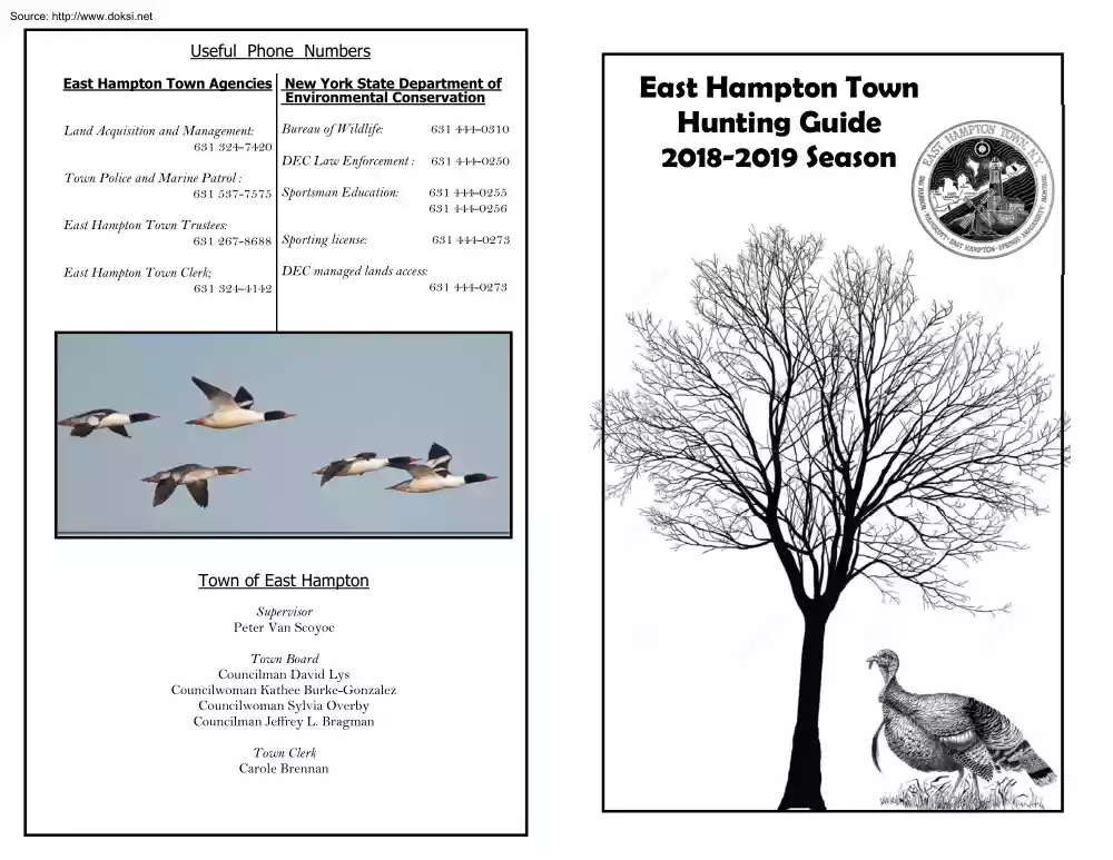 East Hampton Town Hunting Guide 2018-2019 Season