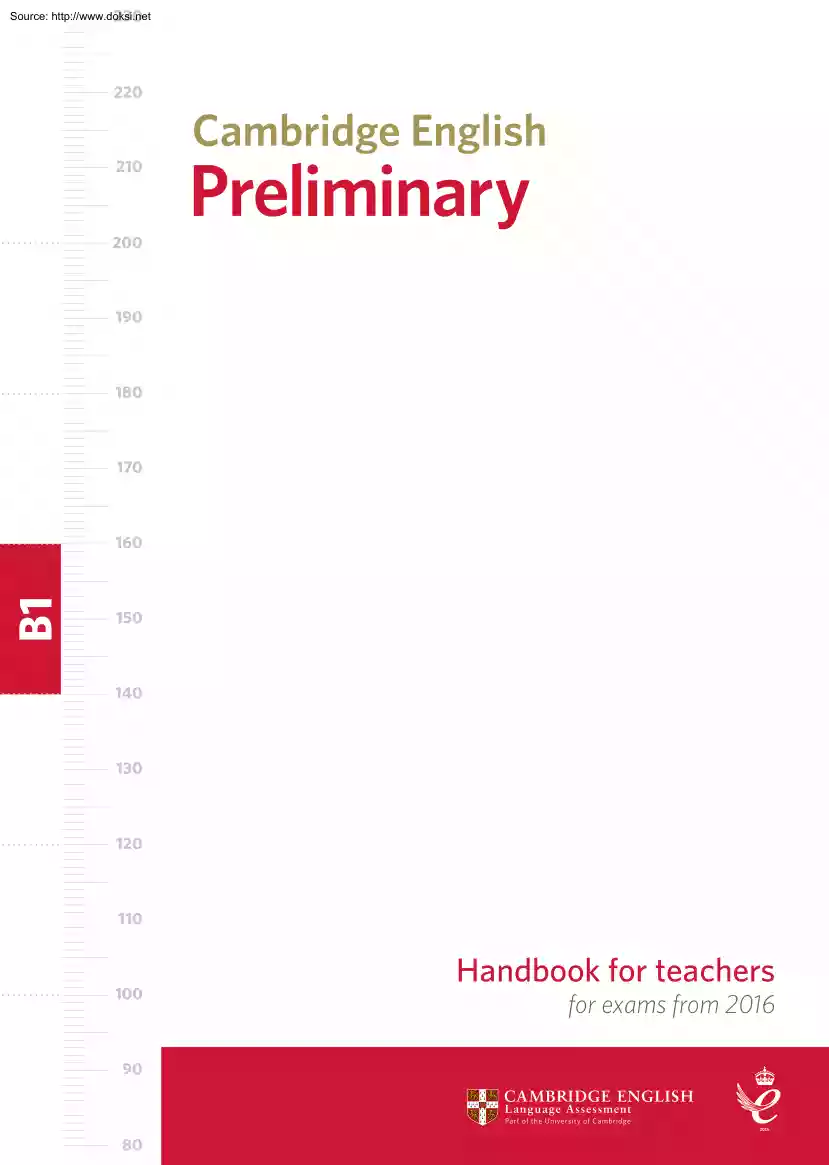 Cambridge English Preliminary, Handbook for Teachers