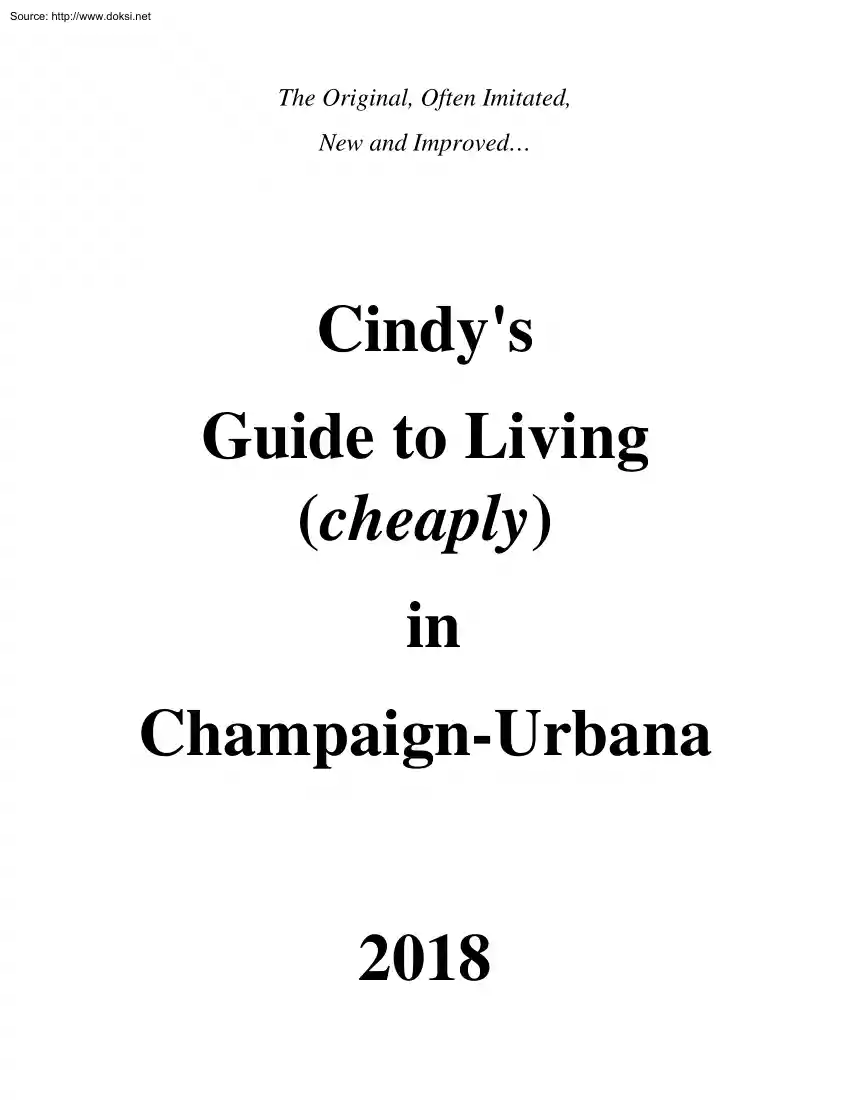 Cindys Guide to Living Cheaply in Champaign Urbana