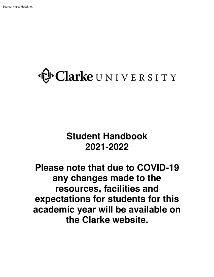 Clarke University, Student Handbook