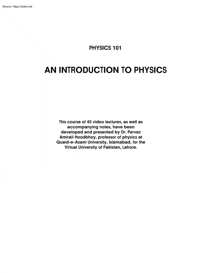 An Introduction to Physics, Physics 101
