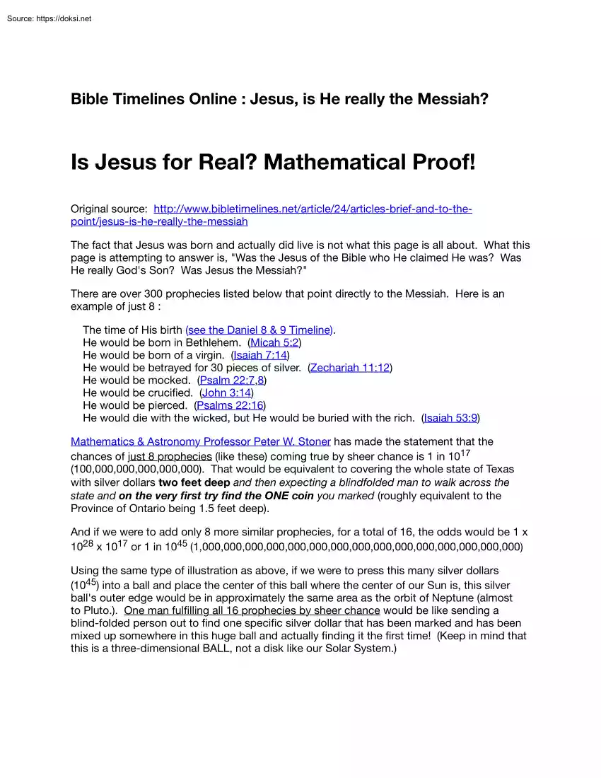 Is Jesus for Real, Mathematical Proof