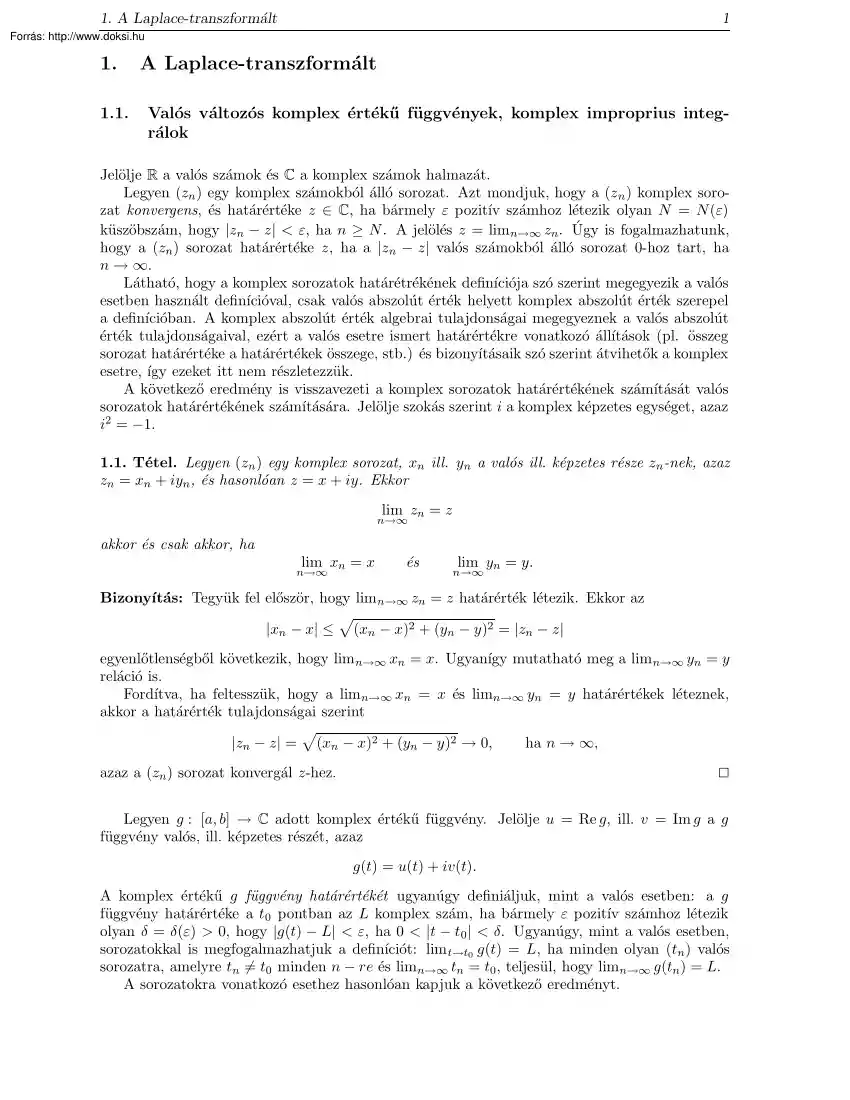 Győri-Hartung - A Laplace-transzformált