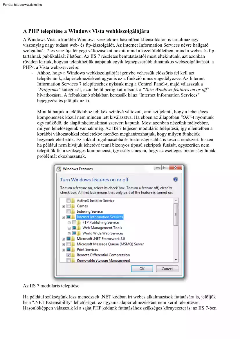 A PHP telepítése a Windows Vista webkiszolgálójára