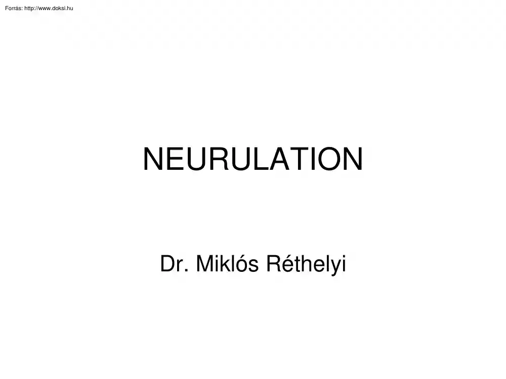 Dr. Réthelyi Miklós - Neurulation
