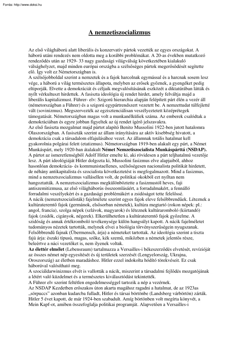 A nemzetiszocializmus
