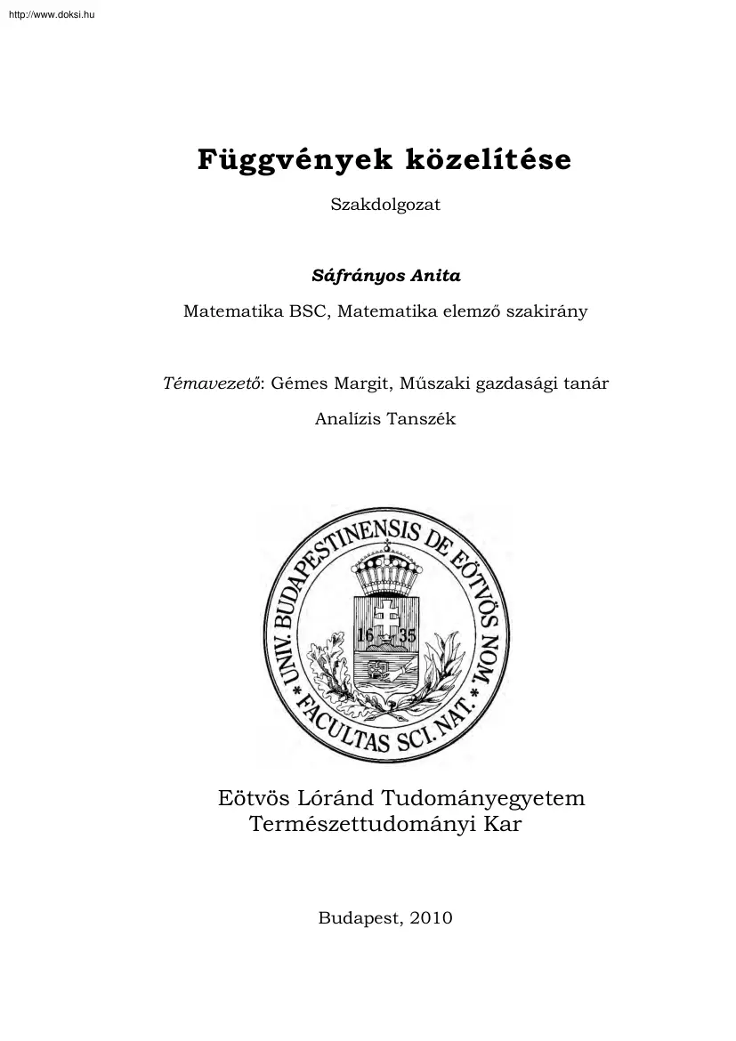 Sáfrányos Anita - Függvények közelítése