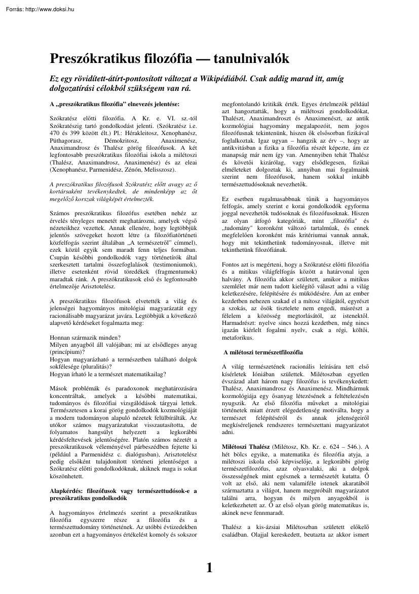 Peszókratikus filozófia, tudnivalók