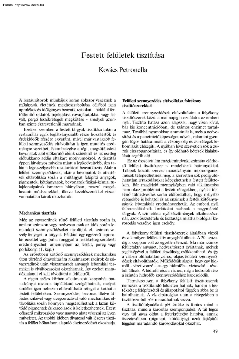 Kovács Petronella - Festett felületek tisztítása