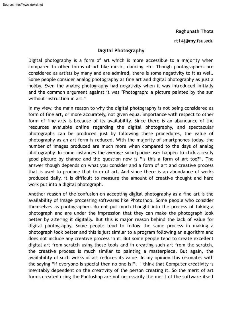 Raghunath Thota - Digital Photography