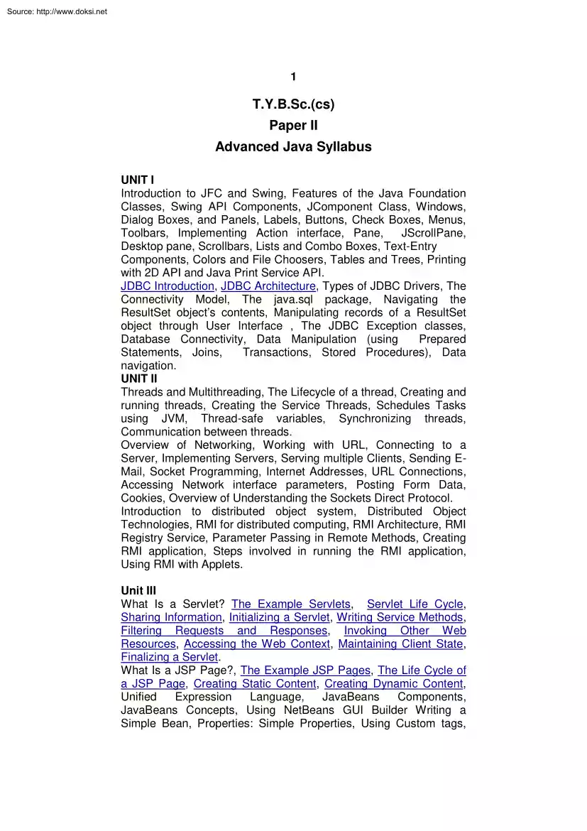 Advanced Java Syllabus