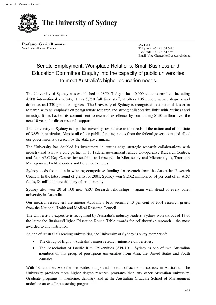 Professor Gavin Brown - Senate Employment, Workplace Relations, Small Business and Education