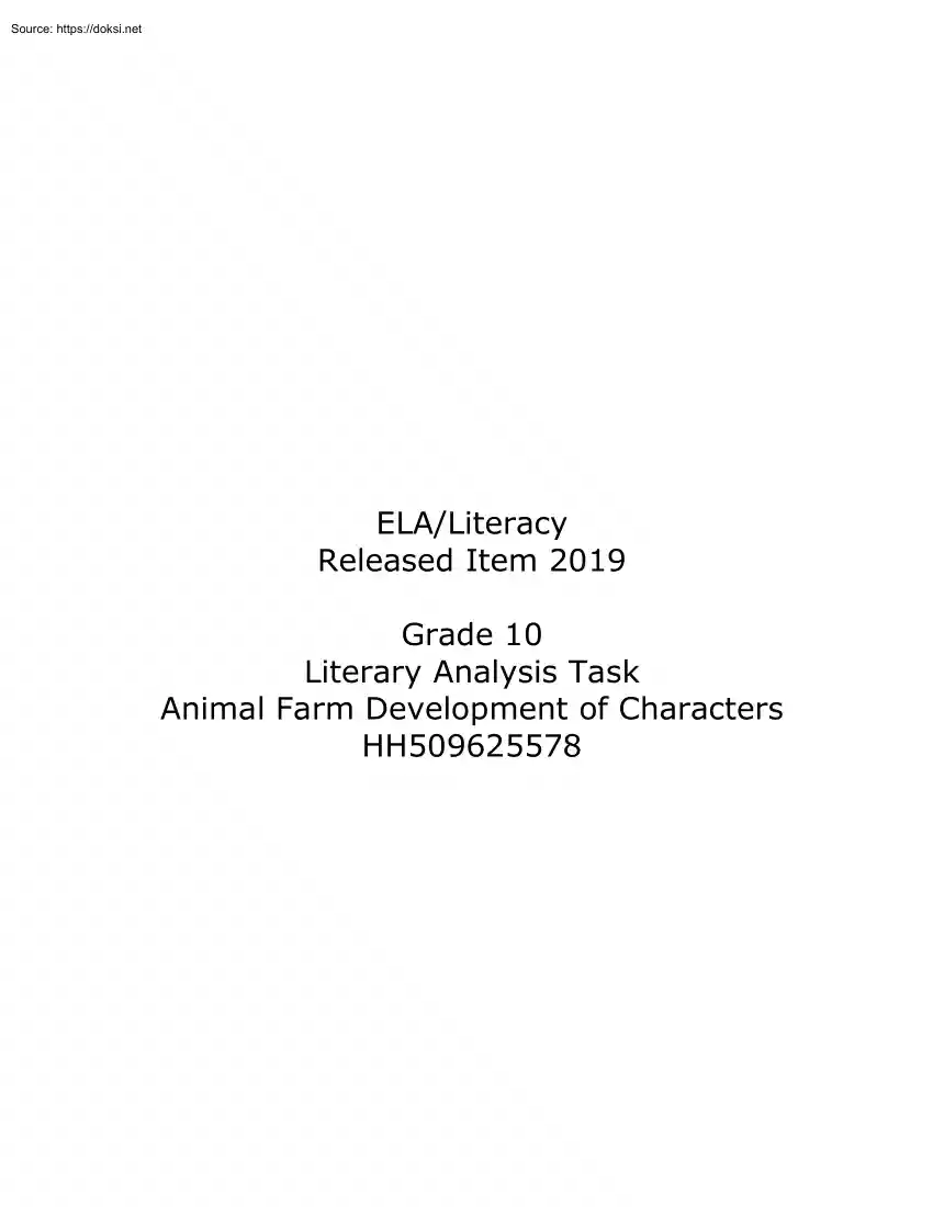 Literary Analysis Task, Animal Farm Development of Characters