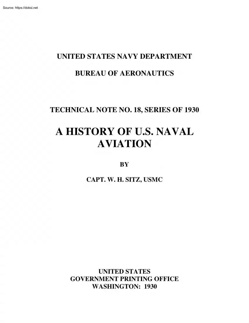 Capt. W. H. Sitz - A History of U.S. Naval Aviation