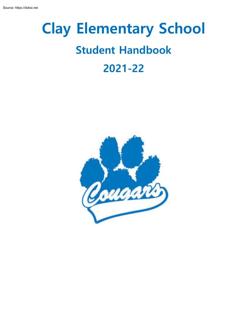 Clay Elementary School, Student Handbook 2021-2022