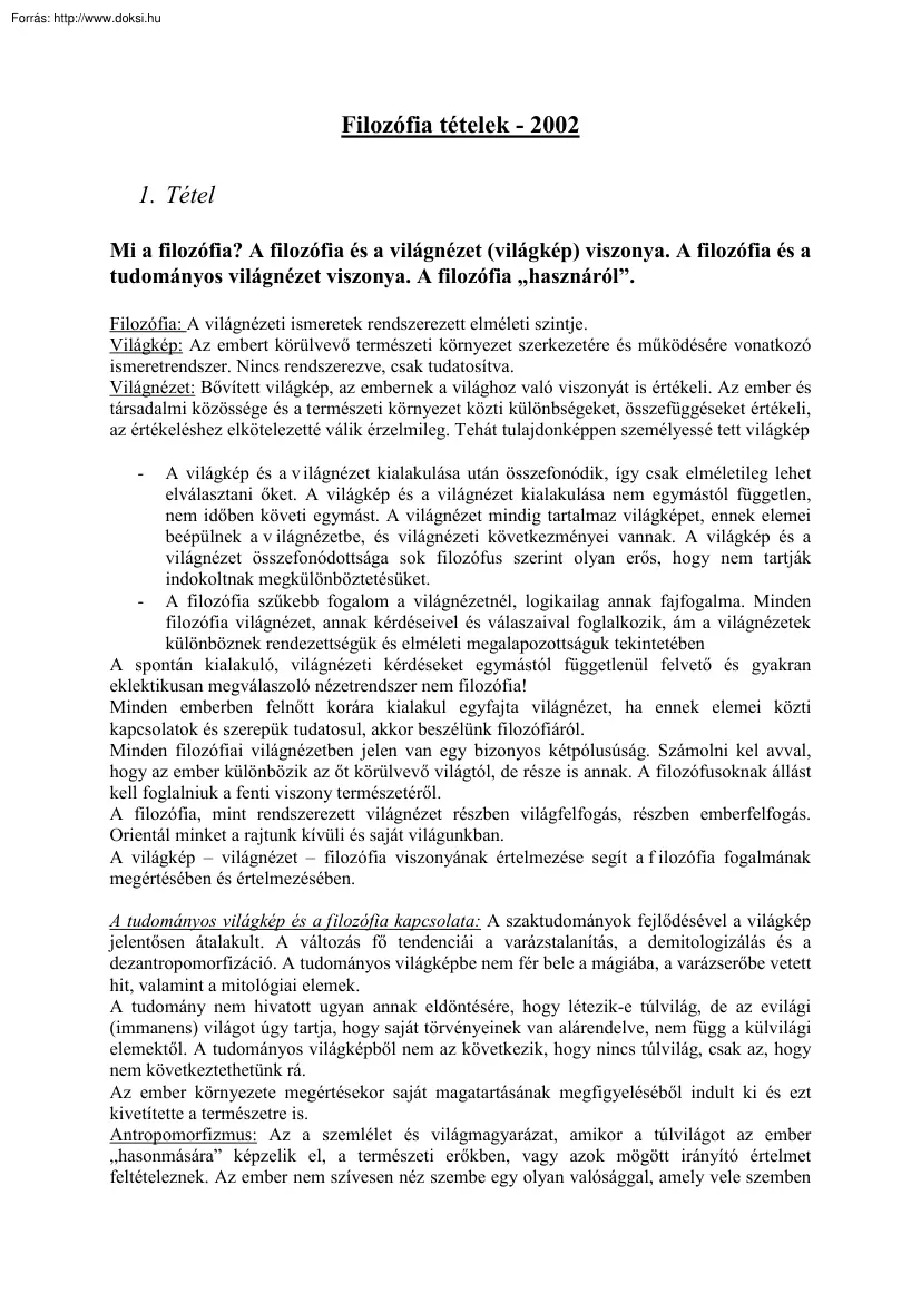 Filozófia tételek, 2002