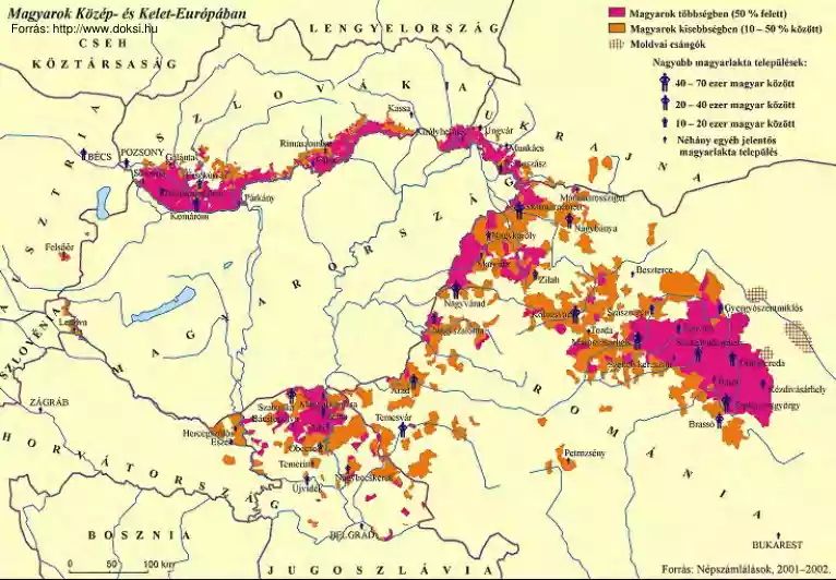 Magyarok Közép- és Kelet-Európában, térkép