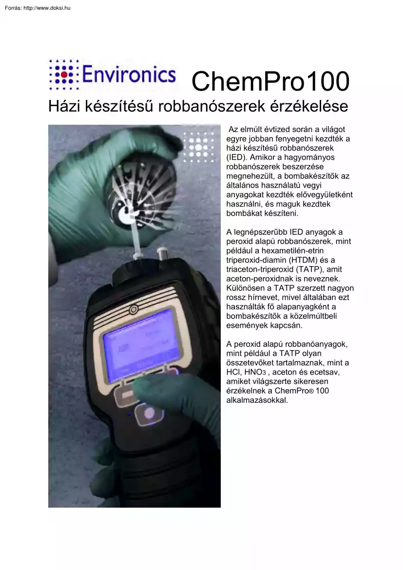 Házi készítésű robbanószerek érzékelése, Chempro100