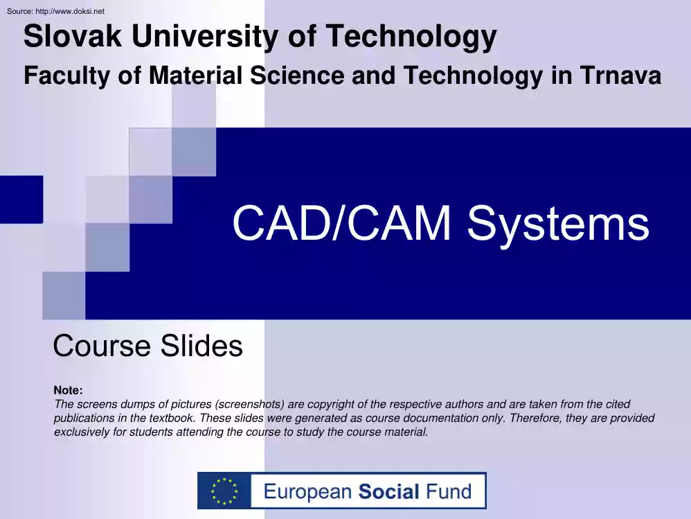 CAD/CAM systems, Course slides