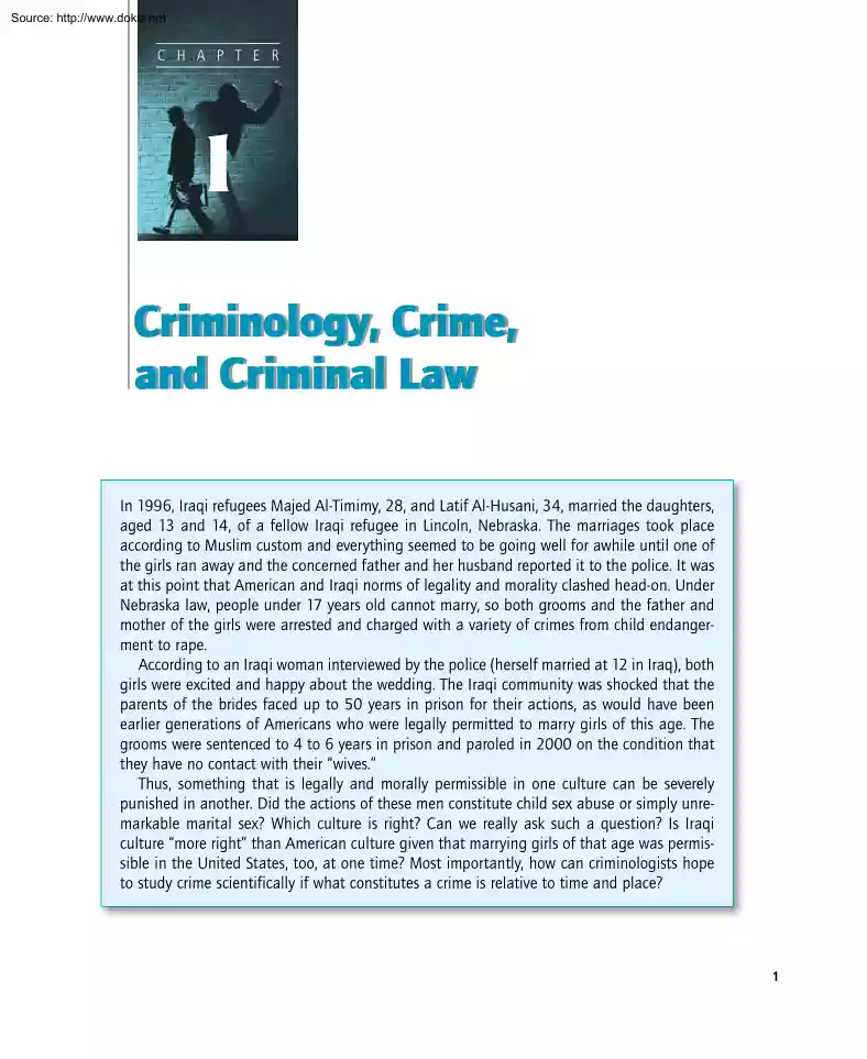 Criminology, Crime, and Criminal Law