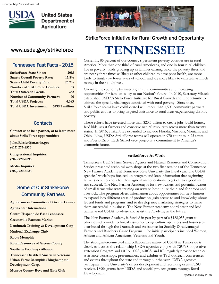 StrikeForce Initiative for Rural Growth and Opportunity, Tennessee