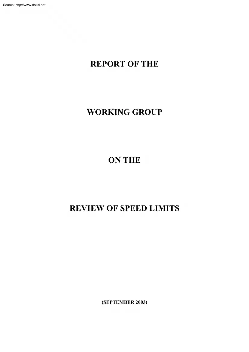 Report of the Working Group on the Review of Speed Limits