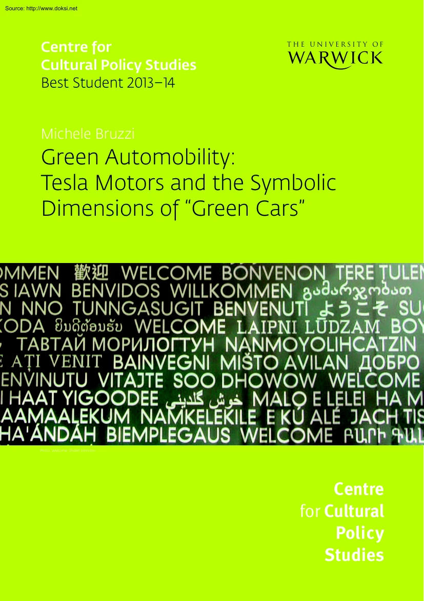 Michele Bruzzi - Green Automobility, Tesla Motors and the Symbolic Dimensions of Green Cars
