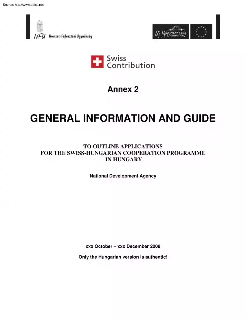 The Outline Applications for the Swiss Hungarian Cooperation Programme in Hungary