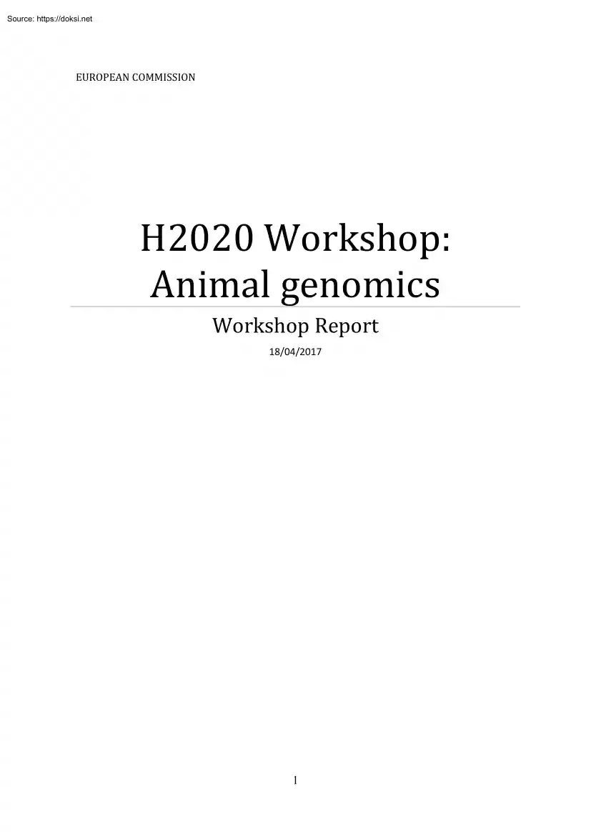 H2020 Workshop, Animal Genomics