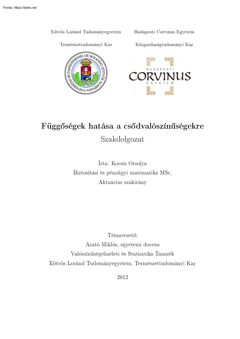 Kocsis Orsolya - Függőségek hatása a csődvalószínűségekre